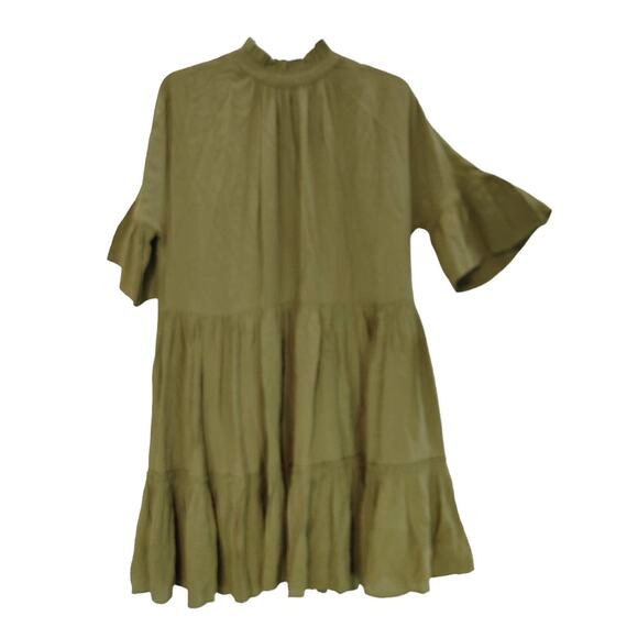Scotch & Soda Ruffle-Sleeved Tiered Mini Dress Army Dress Womens EU 38 US 8 NWT - Picture 3 of 12